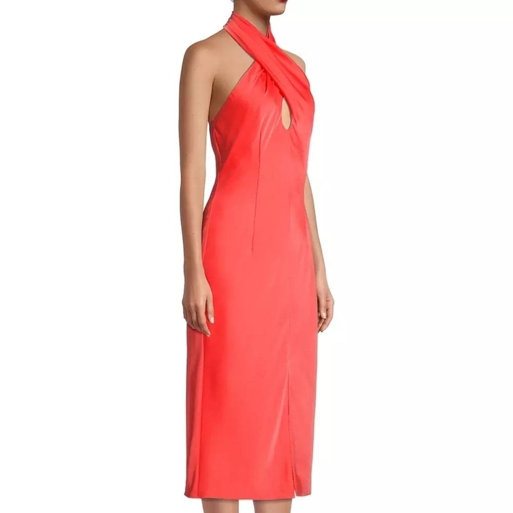 Aidan by Aidan Mattox Womens Pleated Midi Halter Dress size 14 NEW